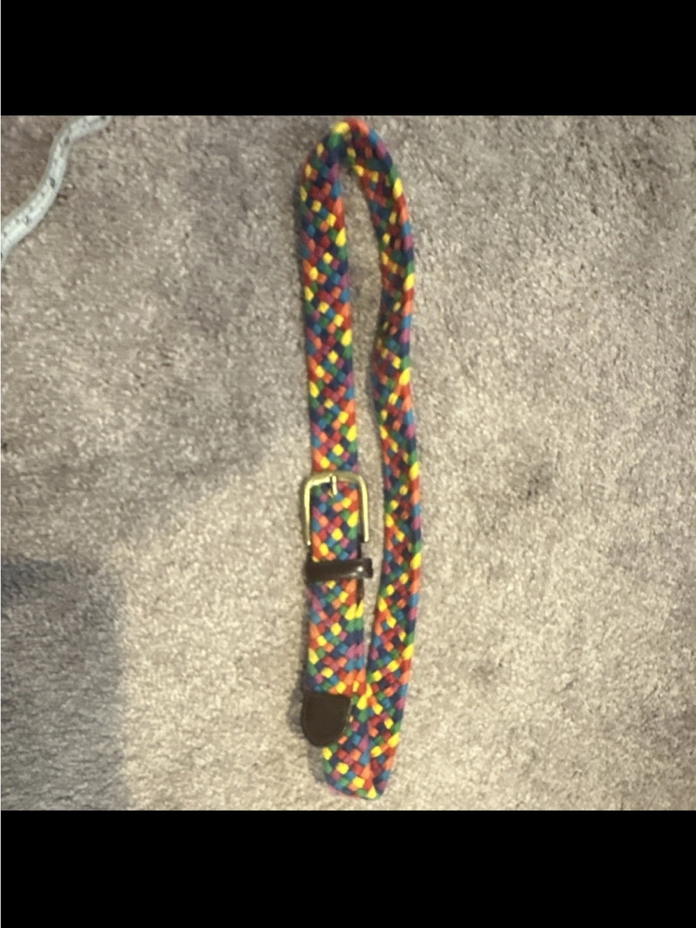 L.L.Bean Women’s Braided Woven Belt Multicolor/Brown Buckle Adjustable 39